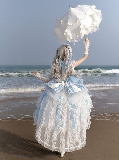 Blue Swan Feather Accented Lolita JSK Dress Set - Felinae Cookie