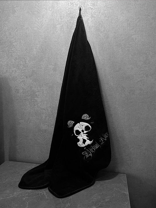 and Bath White Towel Grim Gothic Reaper Black
