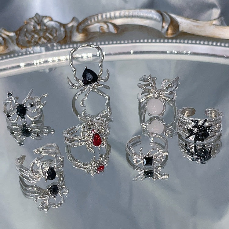 Set Spinnen 7 Ringe Silber Punk