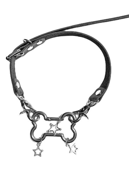 PU Star & Bone Pendant Choker - Kiwi Store