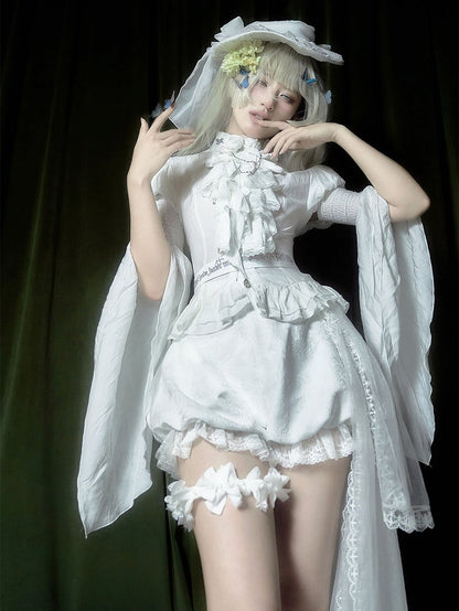 White Shiro Puff Short Sleeves Gothic Lolita  Blouse
