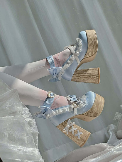 Alice in Wonderland Vibes Alice Blue Sweet Lolita Platforms Mary Janes
