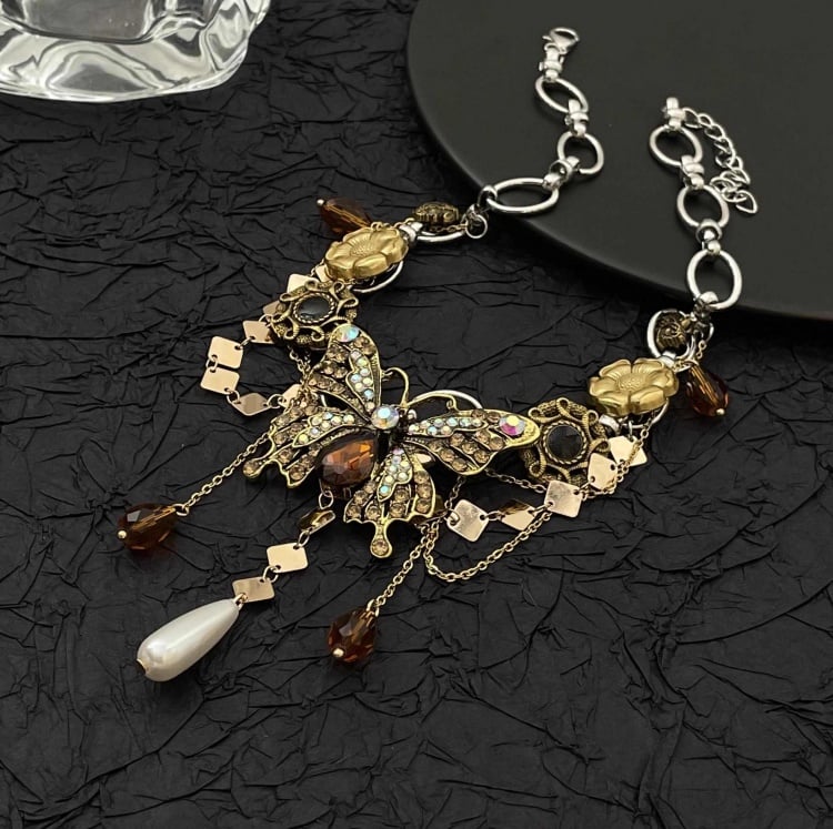 Schmetterling Barock Halskette Bronze Choker