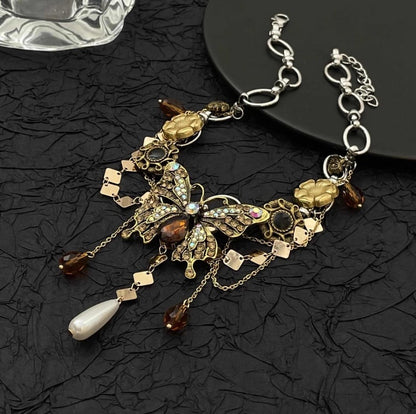 Schmetterling Barock Halskette Bronze Choker