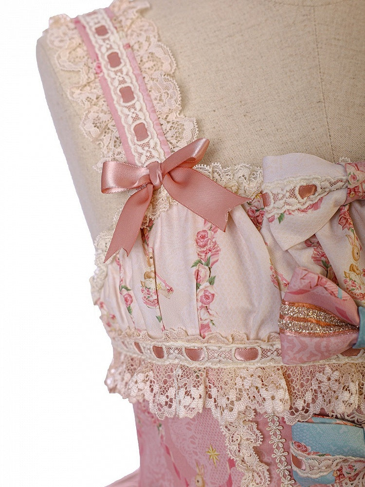 Doll Toy Bed Theme JSK Dress in Pretty Pink with Bow Accents - Alice Girl