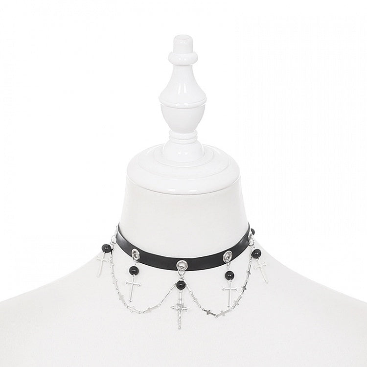 Pendants Edgy with Black Punk Chain Cross and accents Choker