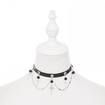 Pendants Edgy with Black Punk Chain Cross and accents Choker