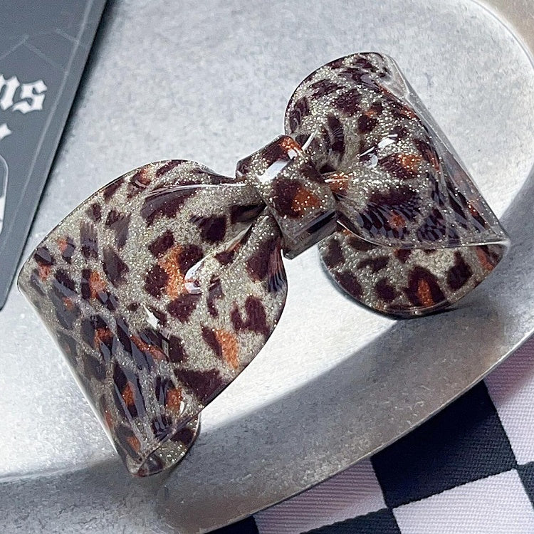 Leopard Bowknot Manschette Braun Y2K Muster
