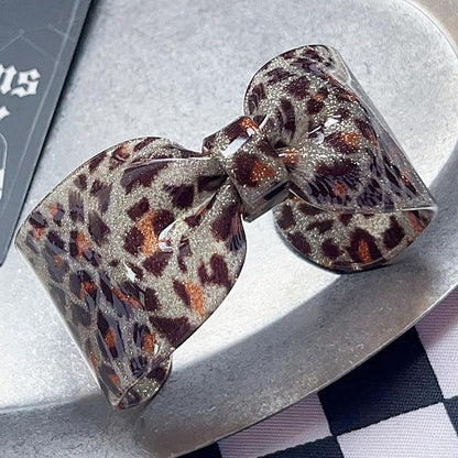 Leopard Bowknot Cuff Brown Y2K Pattern