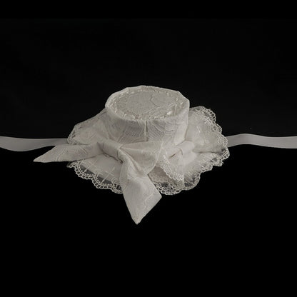 Trim Hat Bowknot Lace Details White Mini