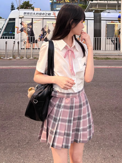 Rock JK Muster 45CM Plaid Rosa Plissee Uniform