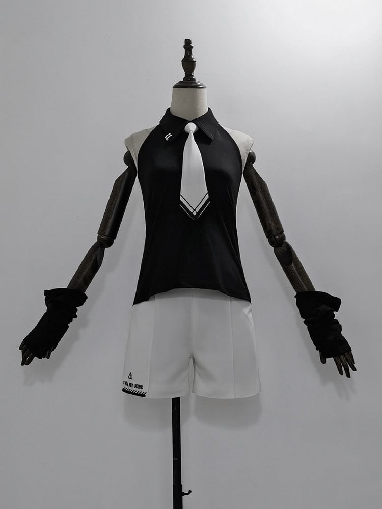 Foldover Techwear Ouji Waist White with Futuristic Belt Lolita Shorts