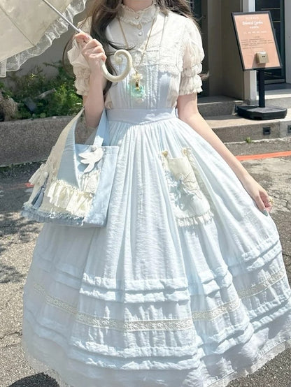 Dress and Sailor Accent Blue with Lace Light Overall Trim Pocket Lolita