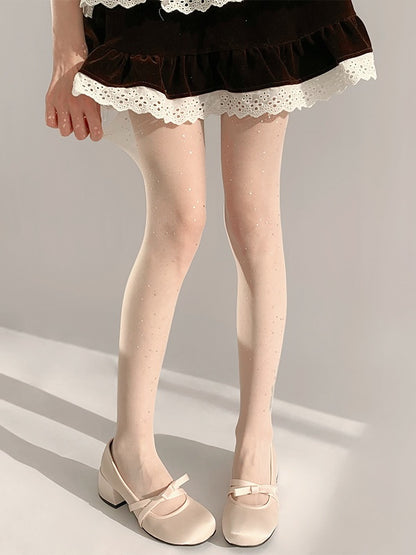 Sparkling Sheer White/Black/Nude Sequin Tights