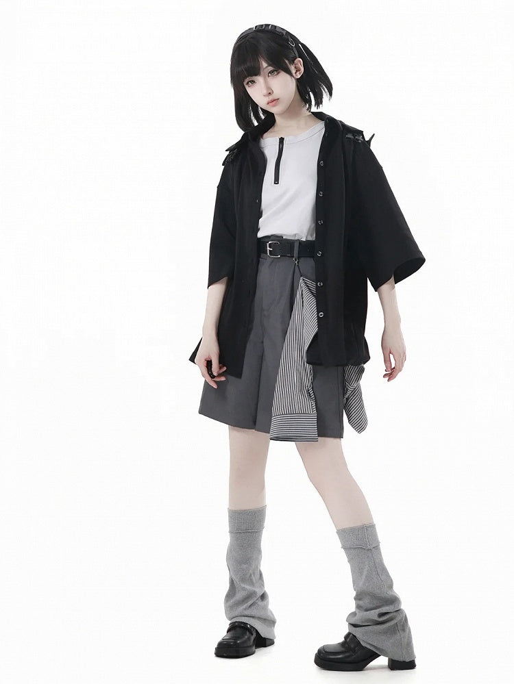 Hooded T-Shirt Techwear Black/Apricot