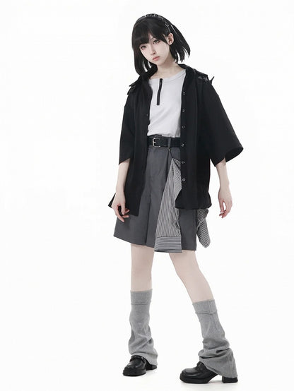 Hooded T-Shirt Techwear Black/Apricot