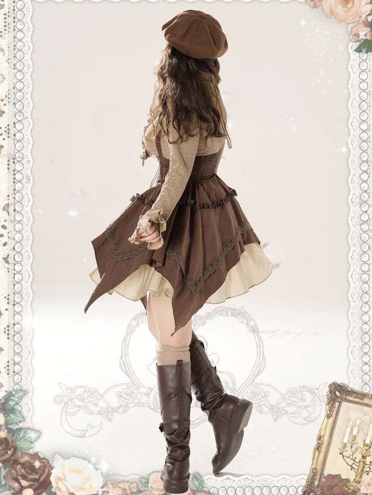 プラスサイズ セルフタイストラップ カーキ Vネック トップス