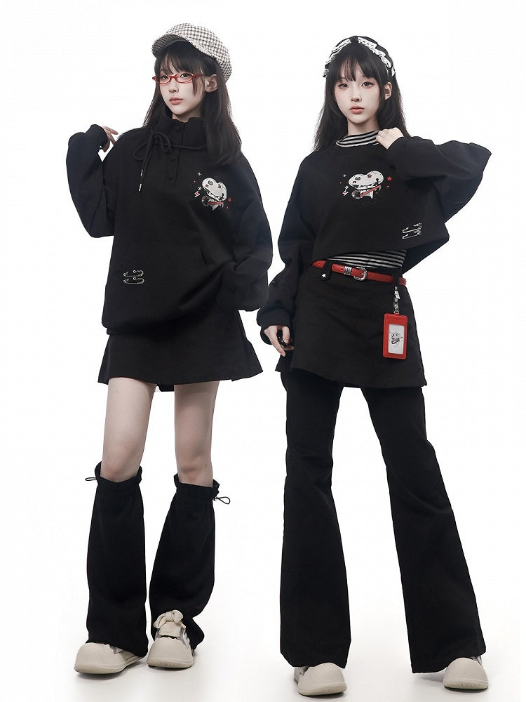 A-Line Mini Skirt in Black - PINK SAVIOR