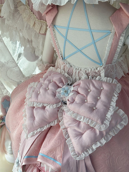 Pink and Blue High Waist Sweet Witchy Dress Lolita Jumper Skirt Full Set