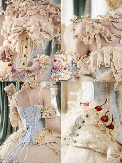 Cherry Mousse Corset with Detachable Straps & Bow - Blood Supply