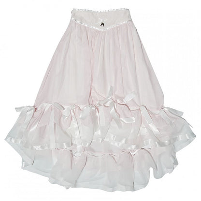 Pink Tea Length High-low Skirt with Bow Accents