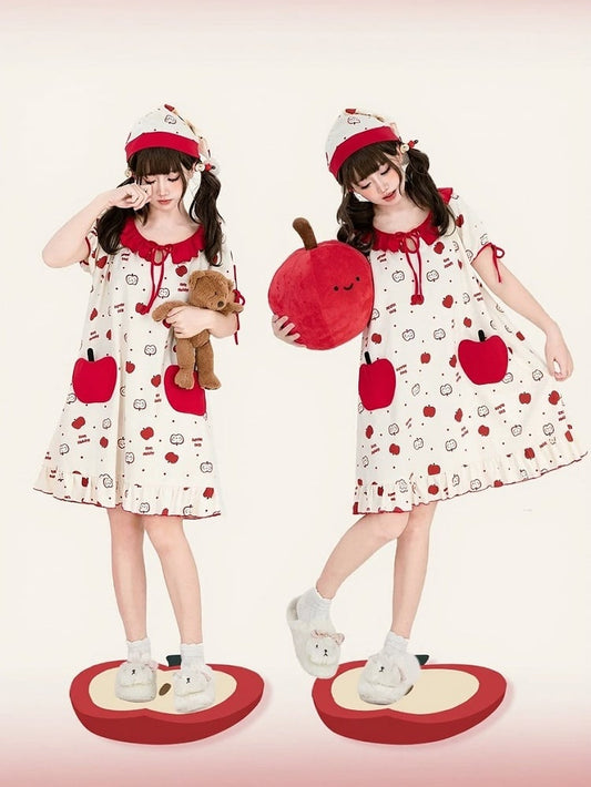 Colorblock Peter Pan Collar Apple Dress - Tan Tuan