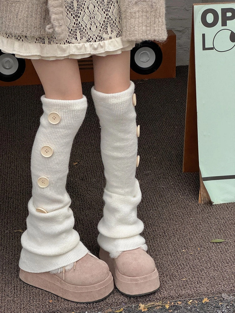 Over-the-Knee Accents Ribbed with Leg Button Warmers