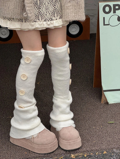 Over-the-Knee Accents Ribbed with Leg Button Warmers