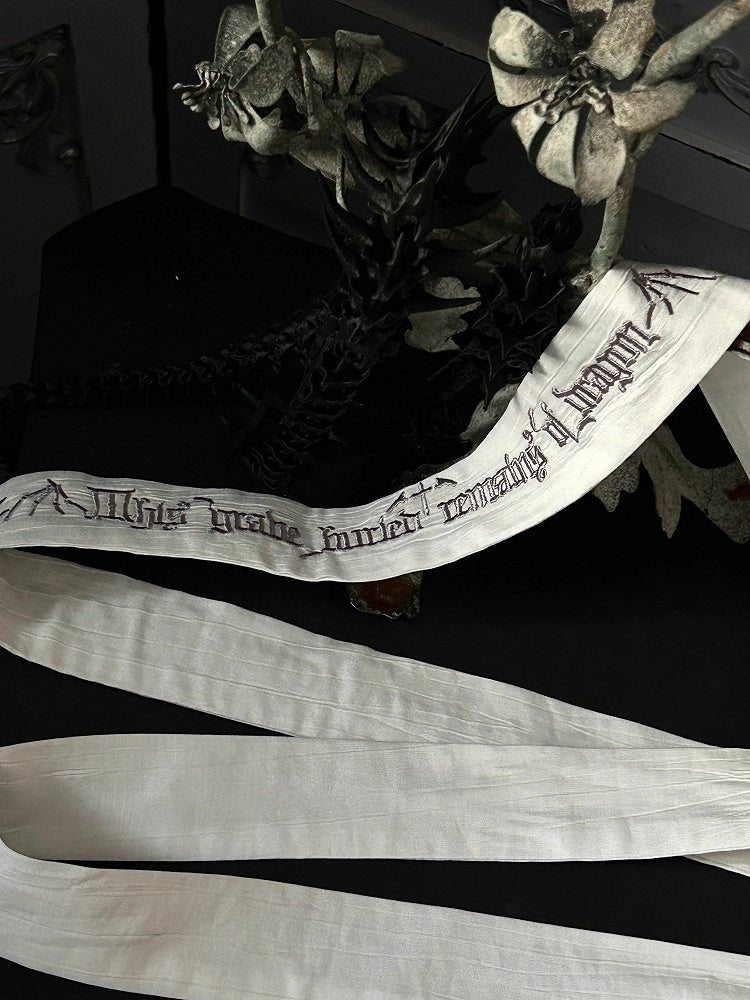 Weiß/Lila/Rosa Gothic Lolita Stickerei Taillengürtel