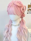 Perücke Pony Rosa mit synthetischem Air Braid