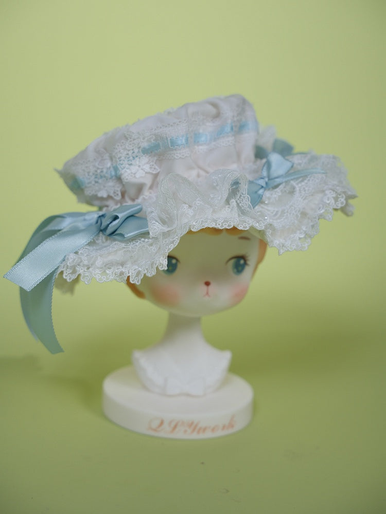 Lolita Hat with Bow Accents in Pink/Blue/White