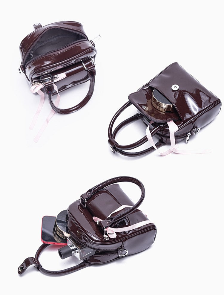 Ribbon Backpack With Kawaii Chocolate Bow 3-Way Glossy Brown