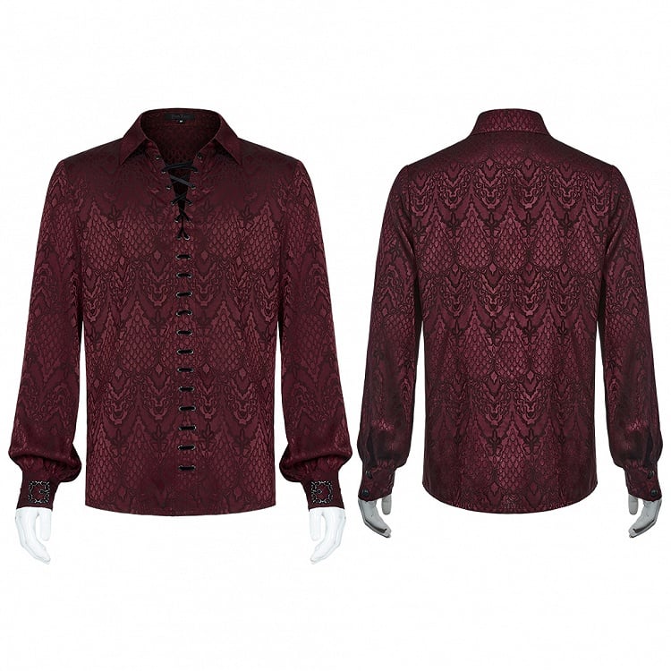 Men's Shirt Red Gothic Jacquard