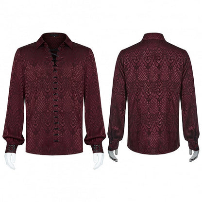 Men's Shirt Red Gothic Jacquard