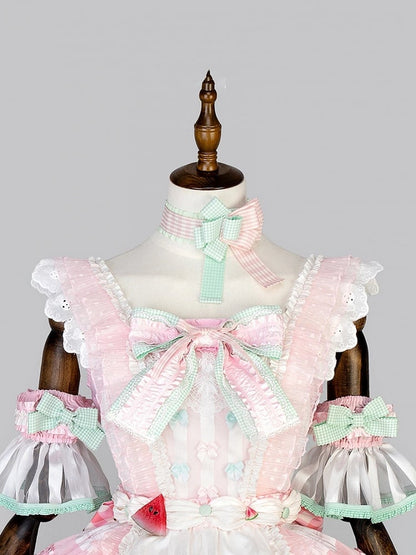 Muster Choker Plaid Bowknot und Streifen