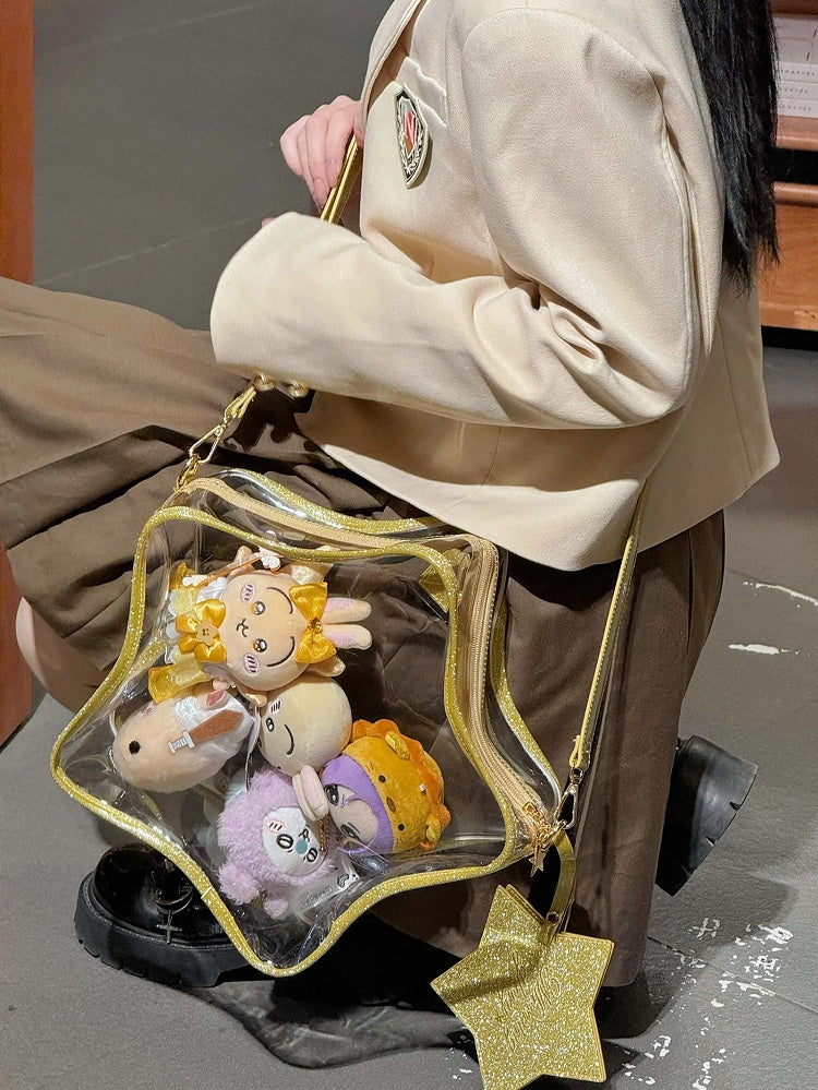 Abnehmbares PU mit Ita-Taschen-Abzeichen, Gold-Set, Charm, sternförmig