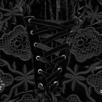 Shirt Retro Black Embroidered Velvet
