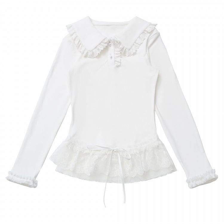 Weißes Top mit Spitzenbesatz