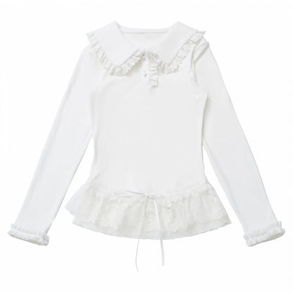 Weißes Top mit Spitzenbesatz