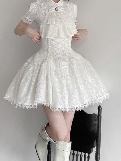 ウエストハイショートバージョンロリータゴシックスカートホワイトアンダースーパーバスト