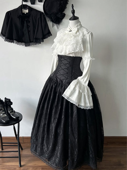 黒のロングハイウエストスカート（ロリータゴシック）