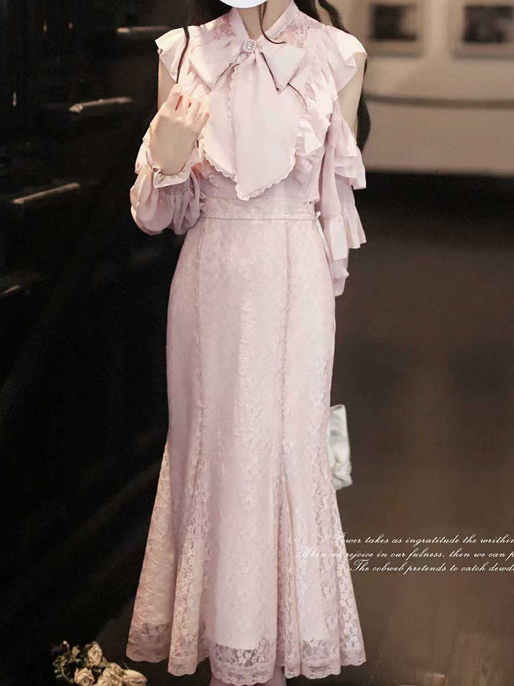 Waist Kei Mermaid with Pure Elegant Sakura Skirt: High Silhouette Clean Pink Jirai