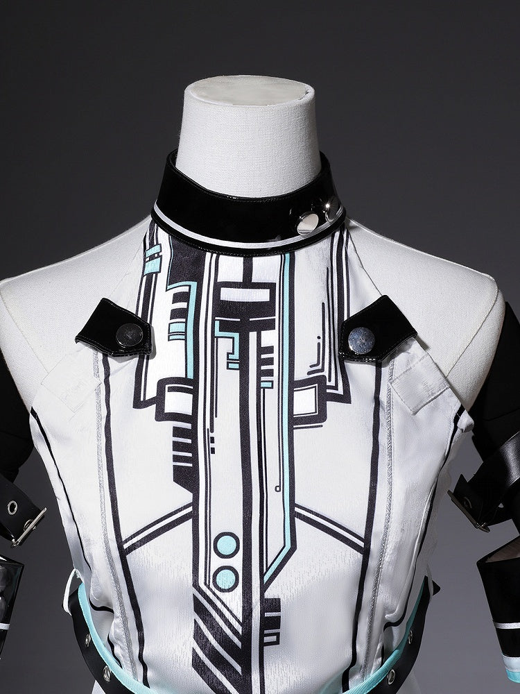 Bunny Sleeves KC Kleid Techwear Neckholder Urban Cyberpunk Weiß + Ohren