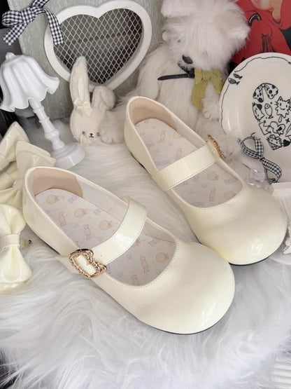 Height Shoes Lolita Sweet Clips White Bow Shoe in Toe 2cm Round Matching - Heel