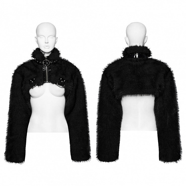 Black Punk Personalized Short Fur Jacket