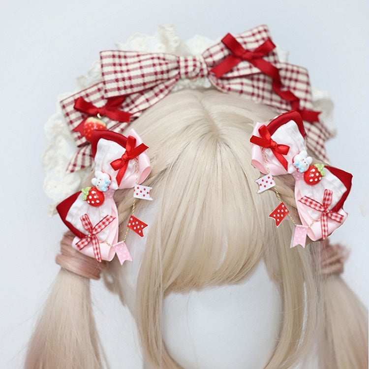 Flag-Edge Pink Rabbit Red Strawberry Hairclips and Lolita