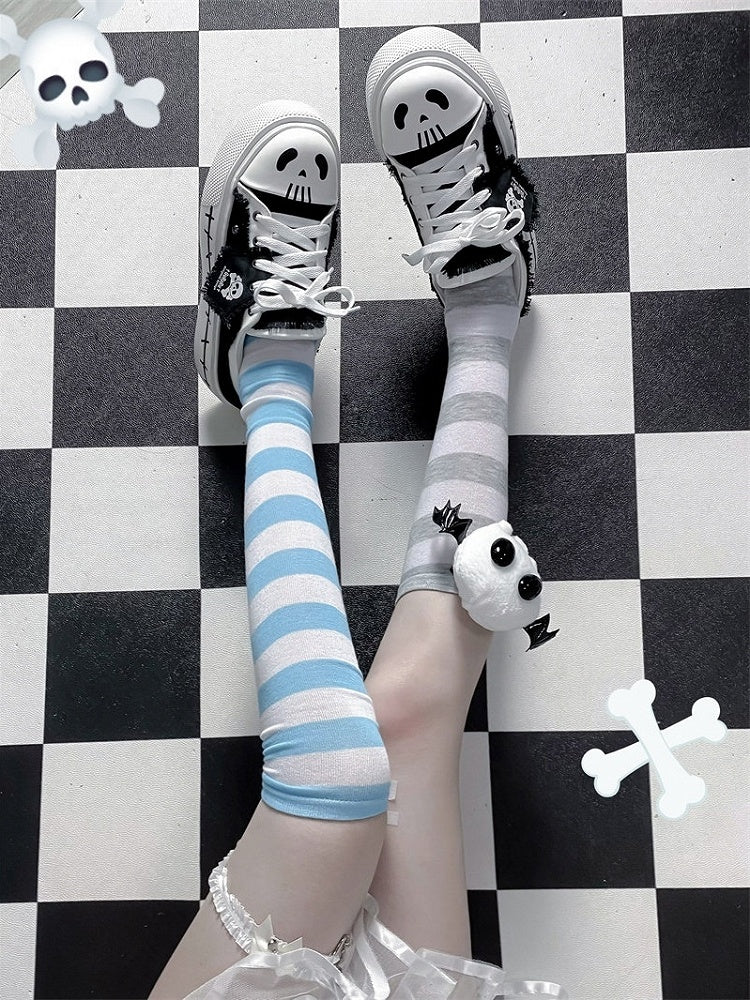 with Lace-up Sneakers White Flag Closure Black Ghost Y2K