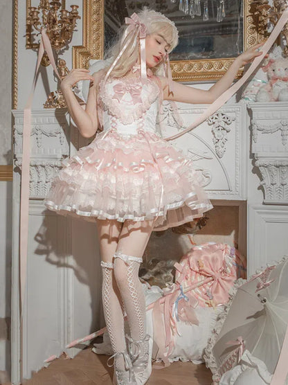 Lace-Trimmed Corset Jumper Skirt with Heart Bodice - Mademoiselle Pearl
