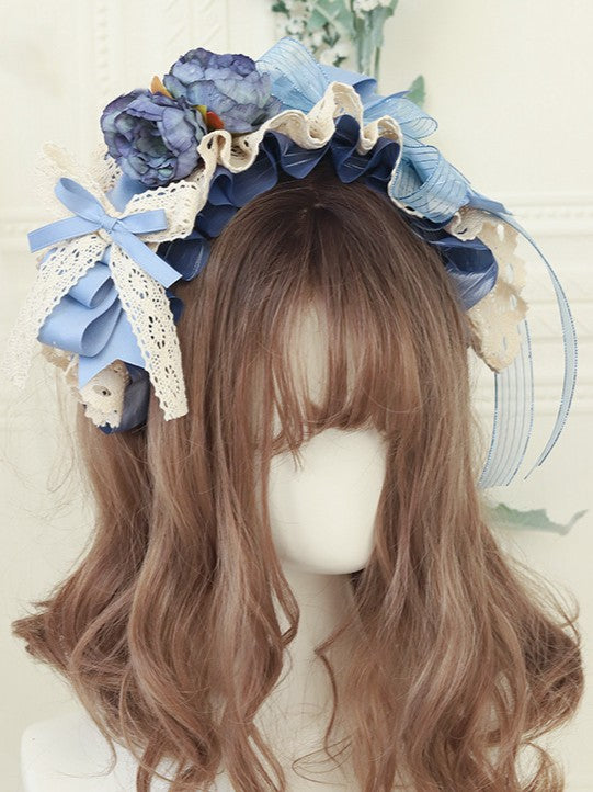 Lolita Lace Blue KC Floral Ruffled Design Elegant