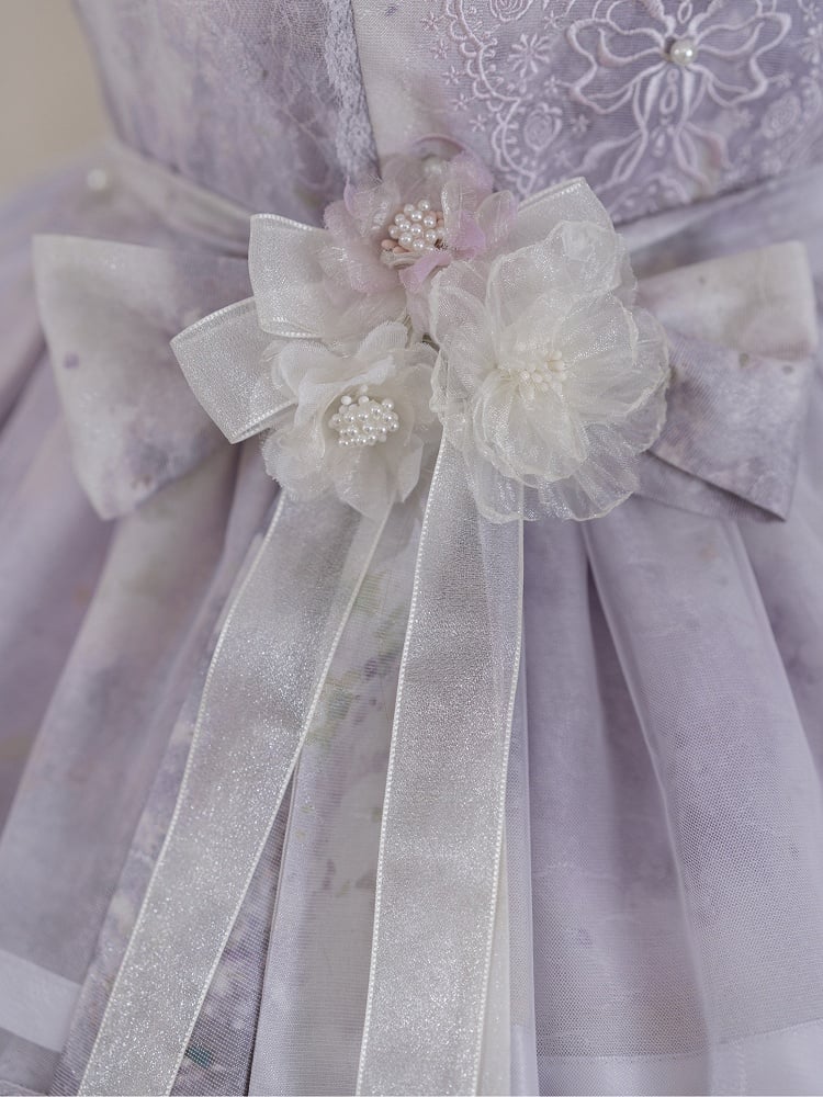 / Pink Hairclip Floral Green Purple